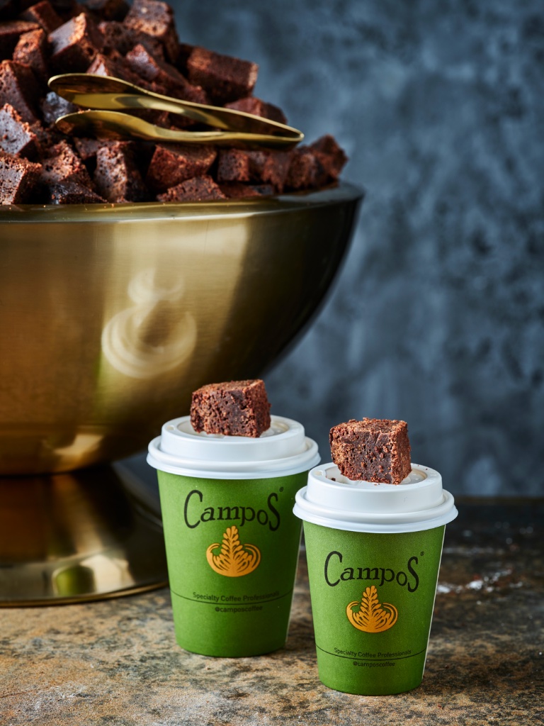 Brownies with coffee cups