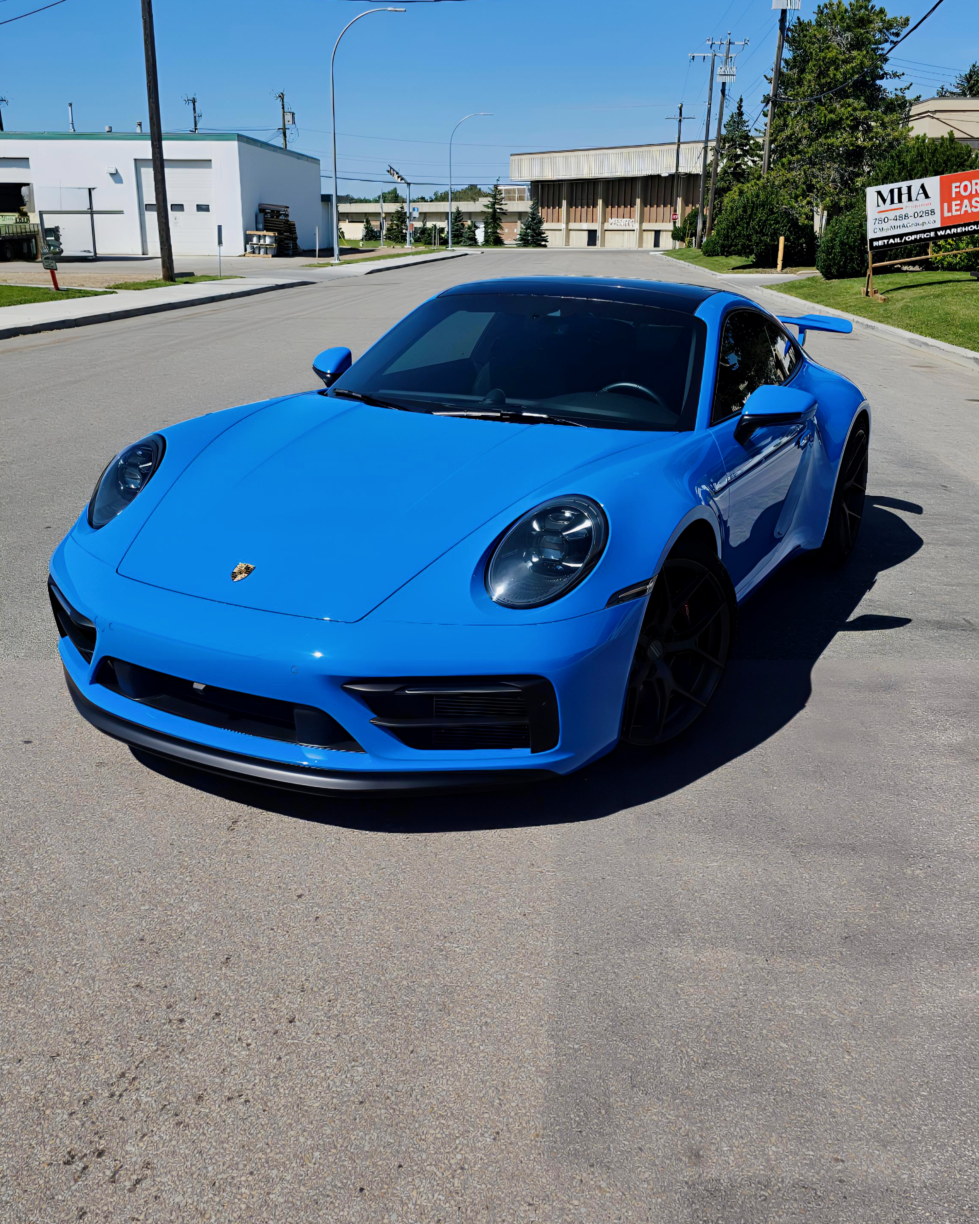 Shark Blue Porsche 911 GT3 with paint protection film installed at YEG Auto Studio Edmonton