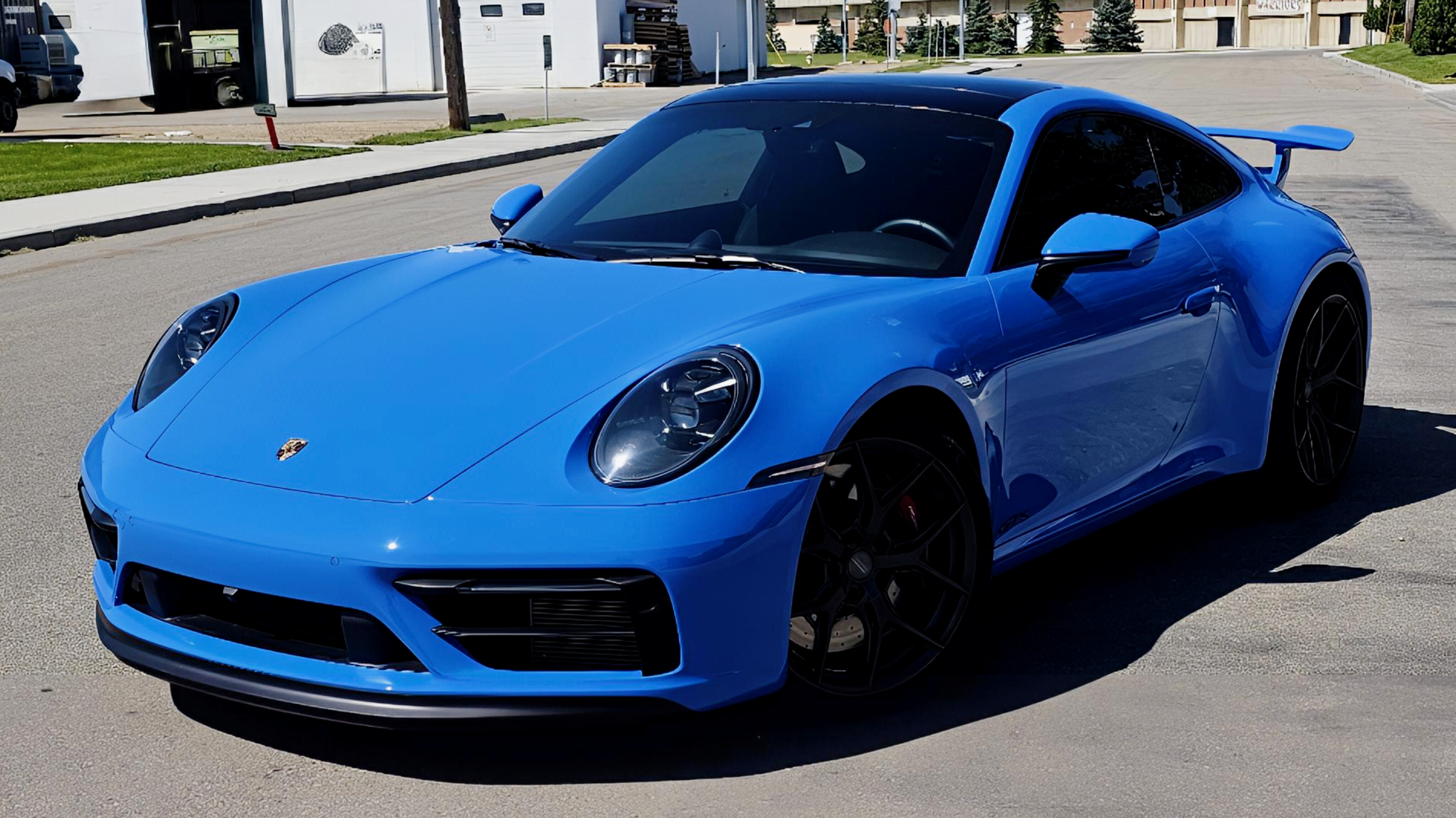 Shark Blue Porsche 911 GTS protected with 3M paint protection film at YEG Auto Studio Edmonton