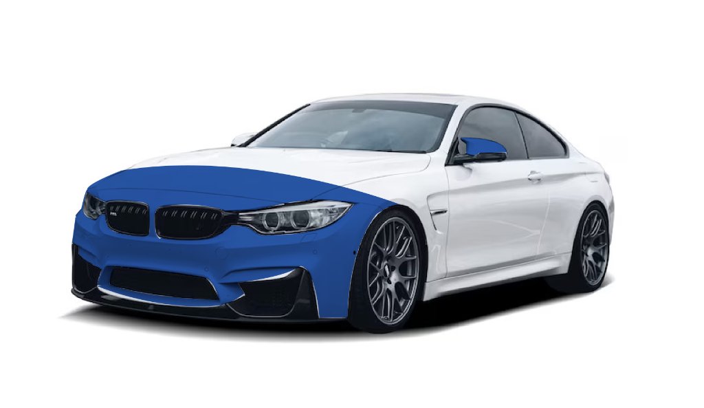 Partial front paint protection film coverage diagram — coupe / sedan