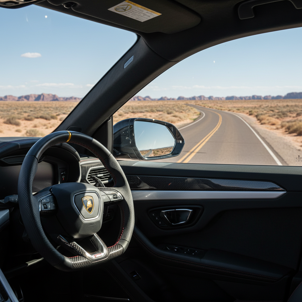 Interior view looking out the driver window