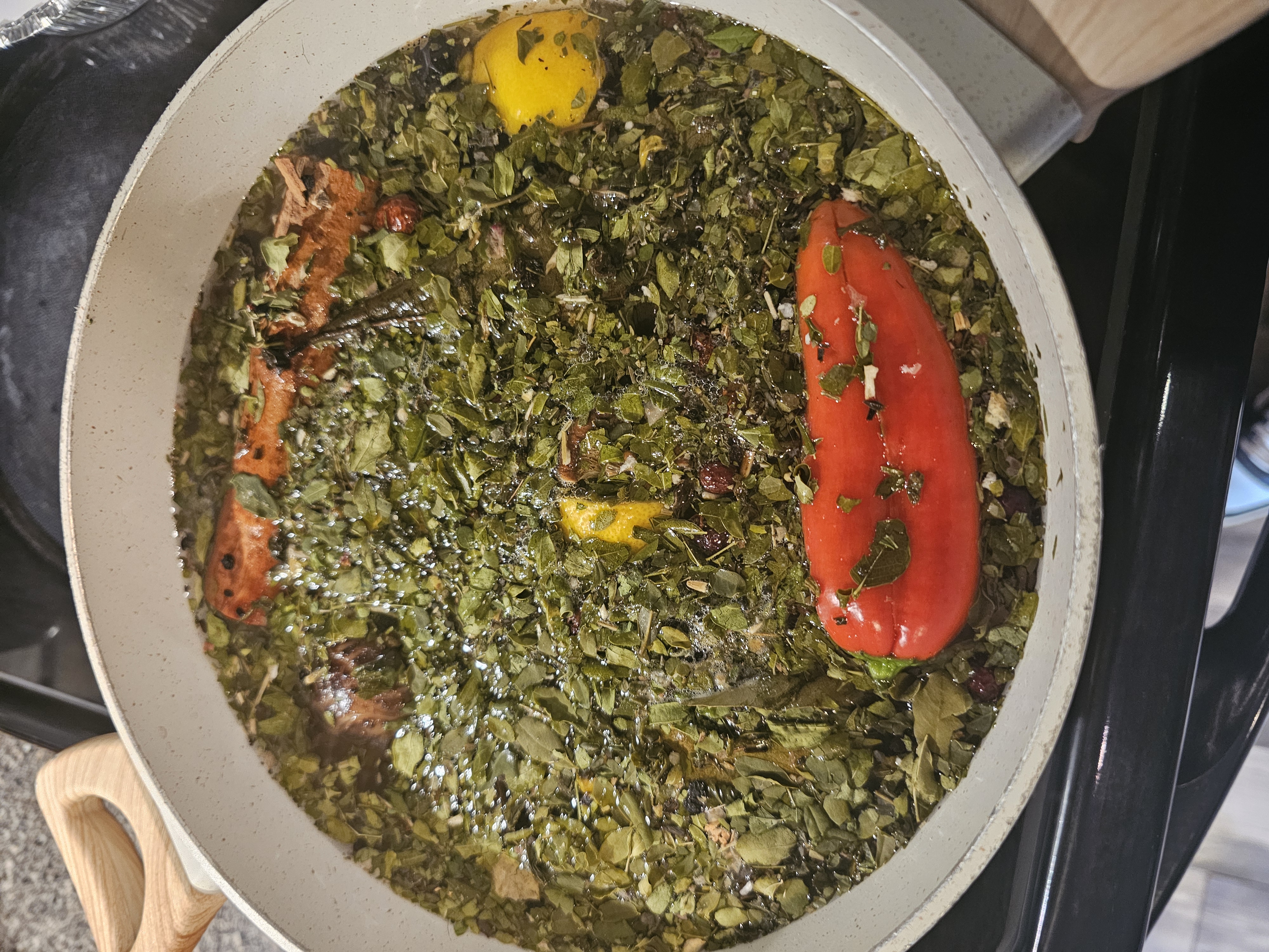 Fresh botanicals on the stove
