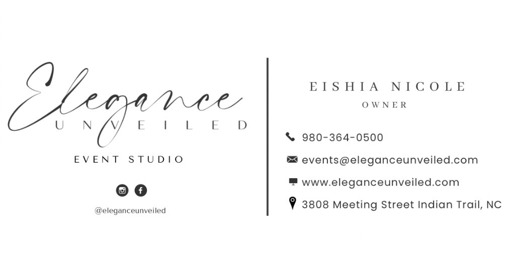 Elegance Unveiled Event Studio — Business Card