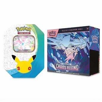 30th Celebrations Sylveon Tin & Chaos Rising ETB Combo