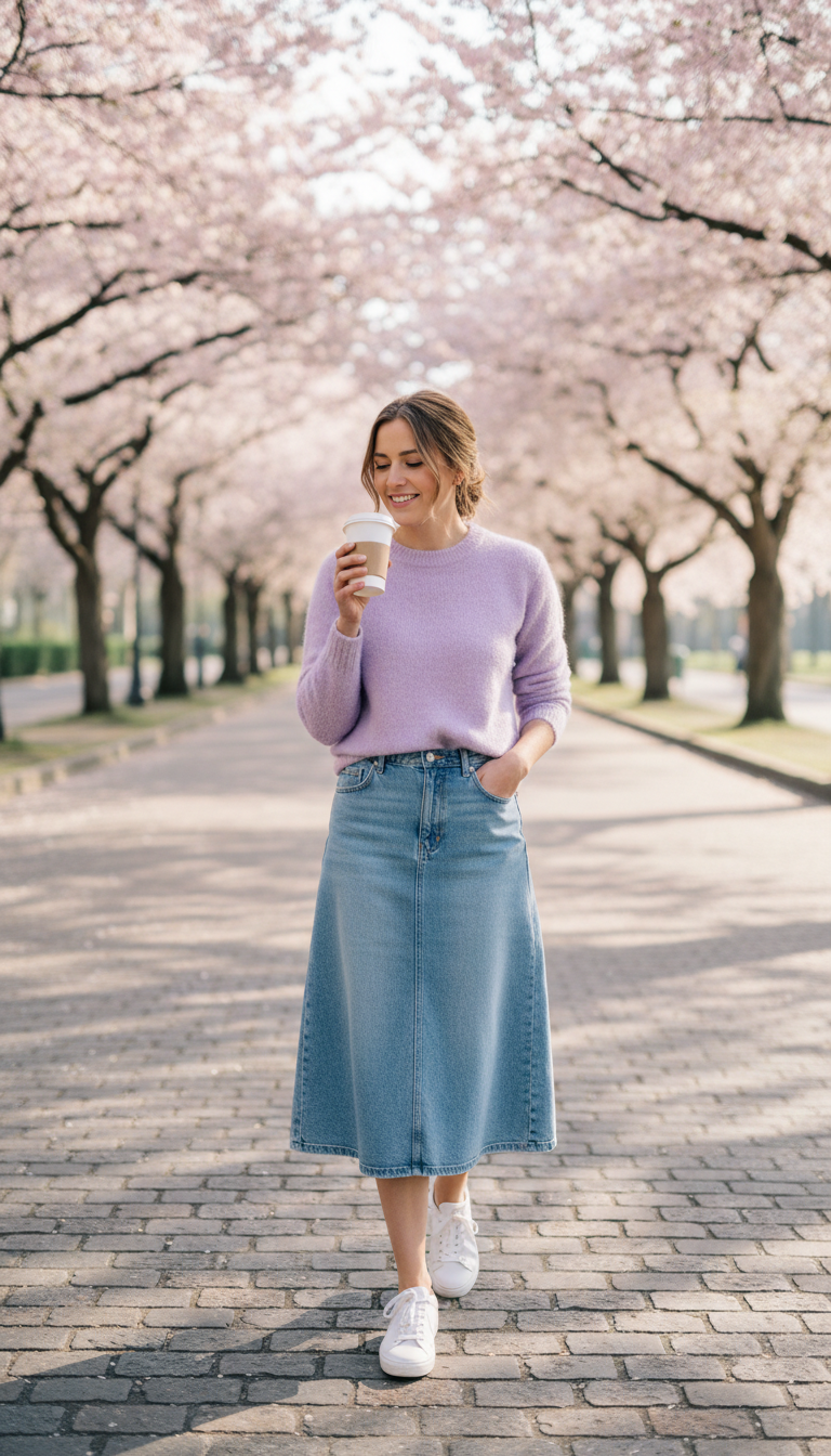Lavender Sweater Spring Walk