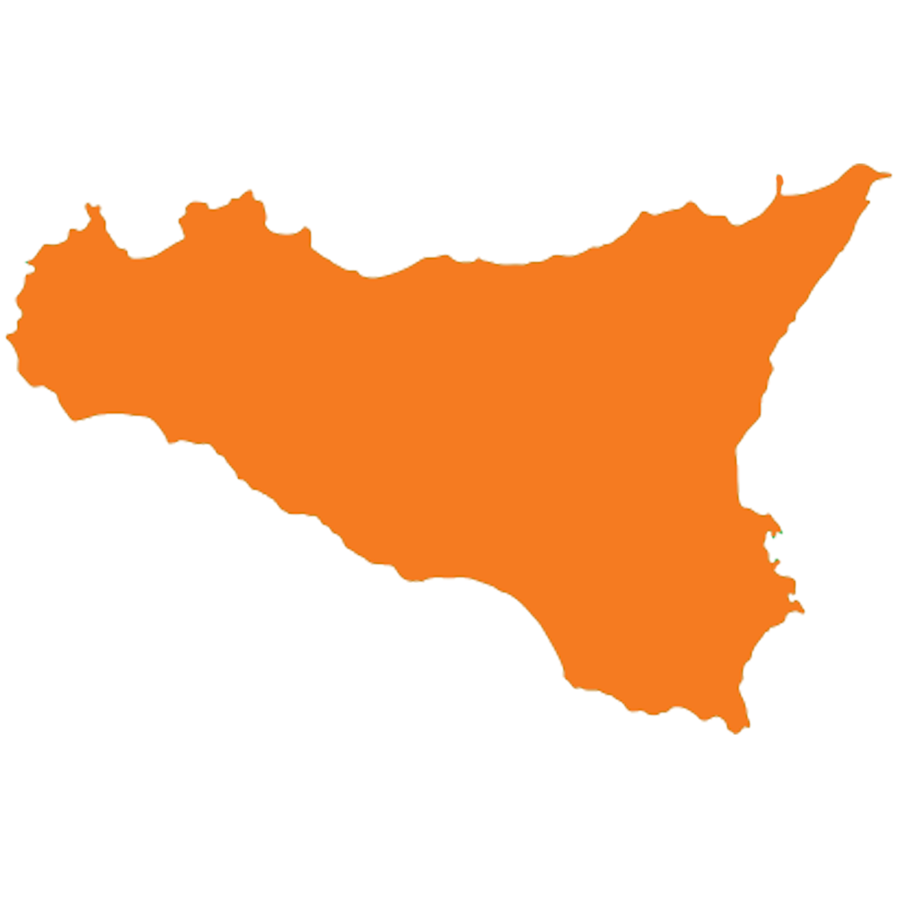 Sagoma arancione della Sicilia