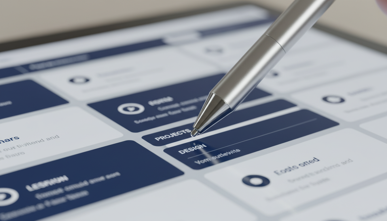 Close-up of precision web design work on a tablet
