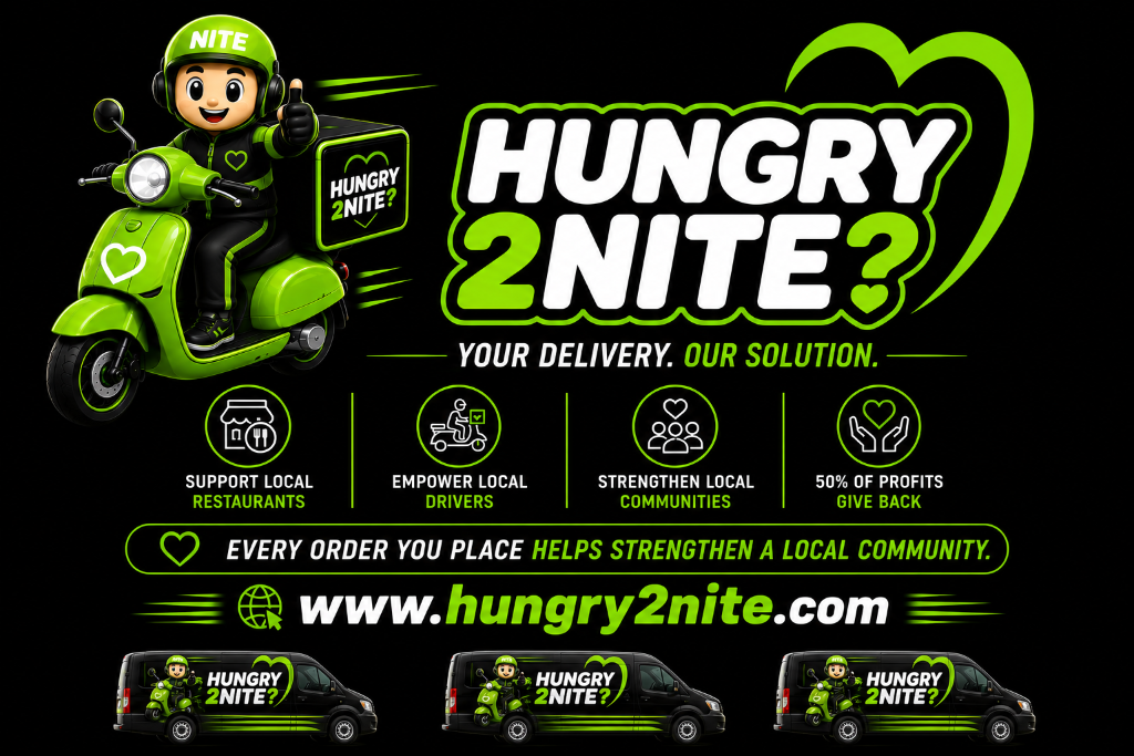 Hungry 2 Nite? brand identity — Your Delivery. Our Solution.