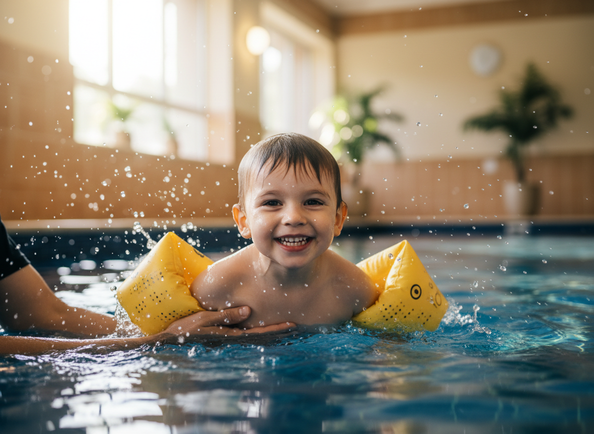 Child learning to swim