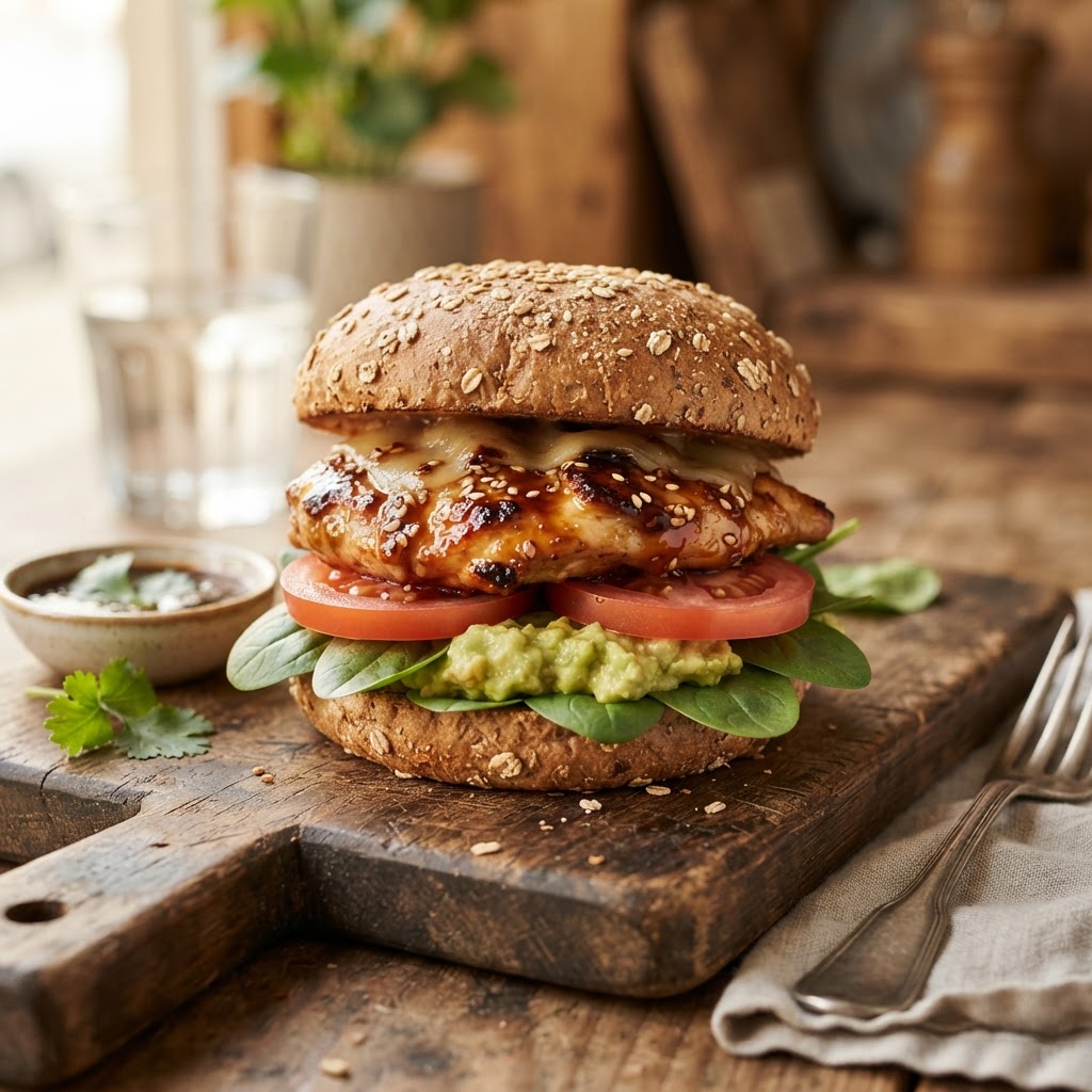 Burger « Smash » au Poulet Teriyaki & Avocat