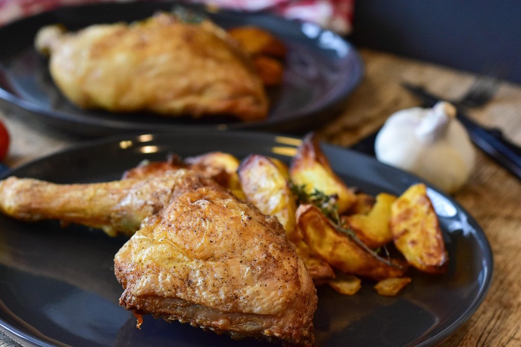 Poulet rôti et pommes