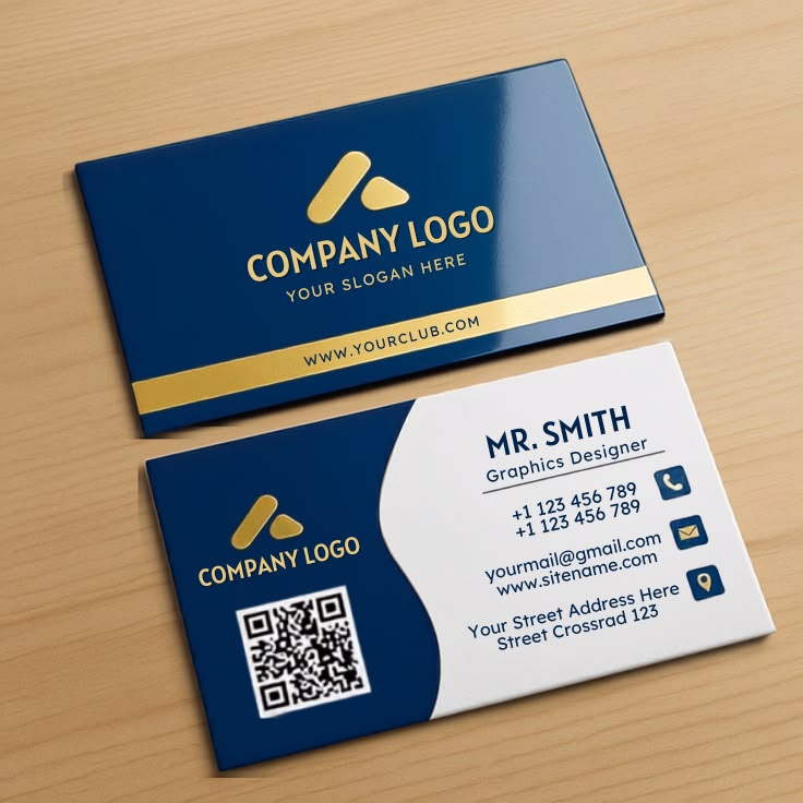 Navy & Gold Business Card Template