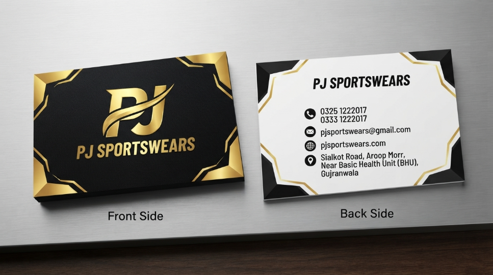 PJ Sportswears — Business Card Mockup