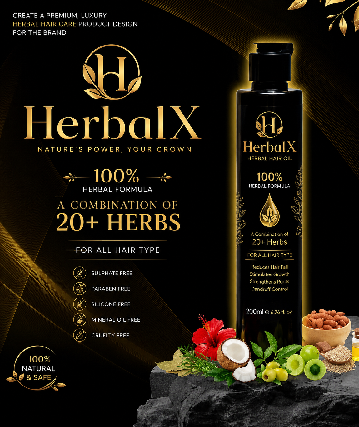 HerbalX — Luxury Herbal Hair Care Brand Design