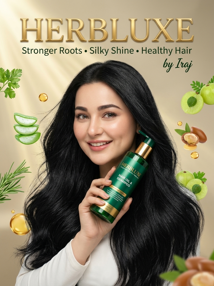 Herbluxe Hair Oil & Shampoo — Product Poster
