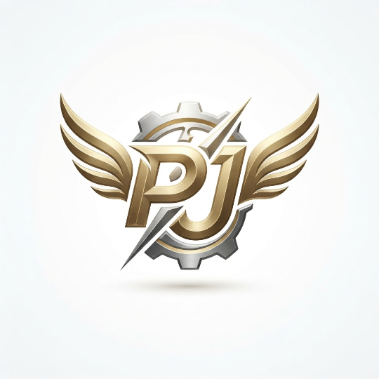 PJ Sportswears β Gear & Wings Emblem Logo