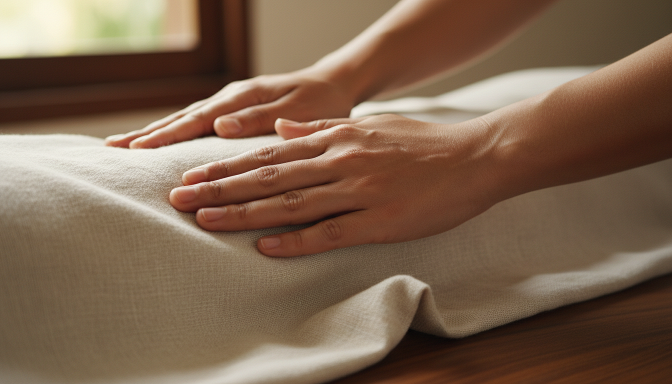 Thai massage hands on linen