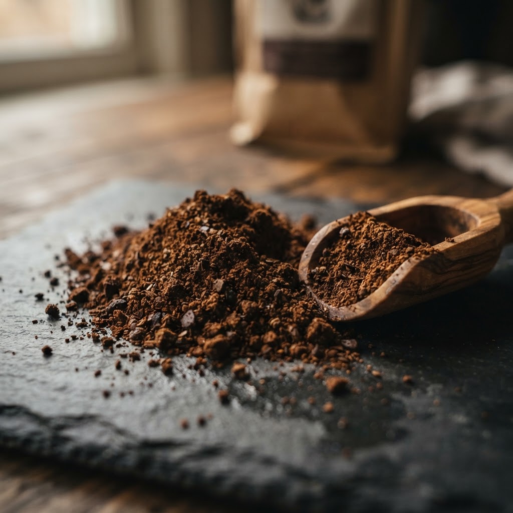 Pour over coffee beans ground medium-fine for brewing