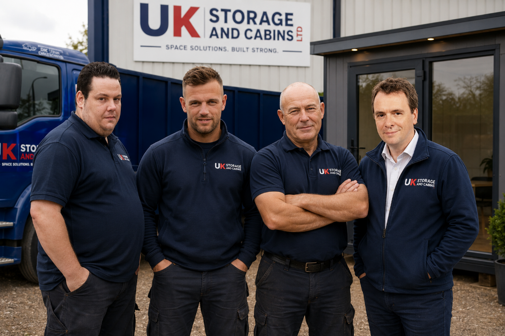 UK Storage and Cabins team outside the Manchester depot