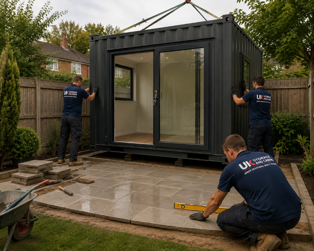 Dark Grey Container Office Installation 1