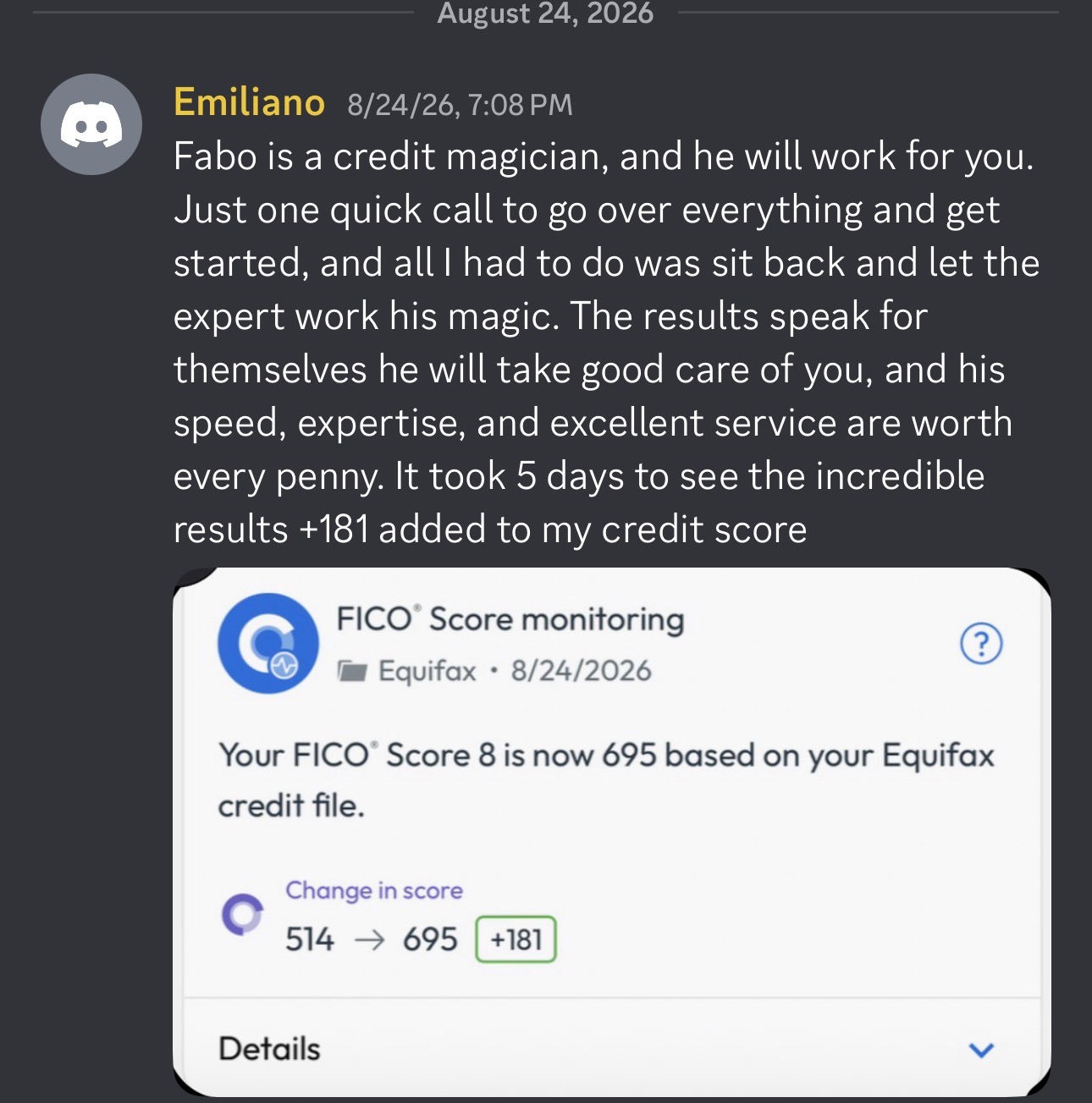Emiliano credit results