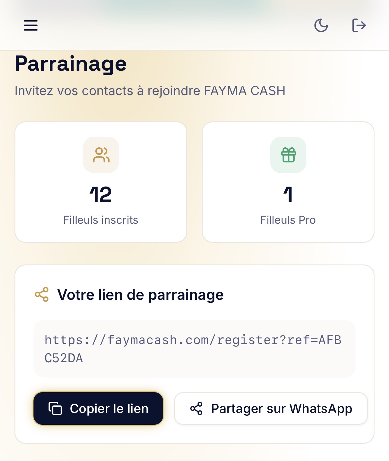 Programme de parrainage FaymaCash