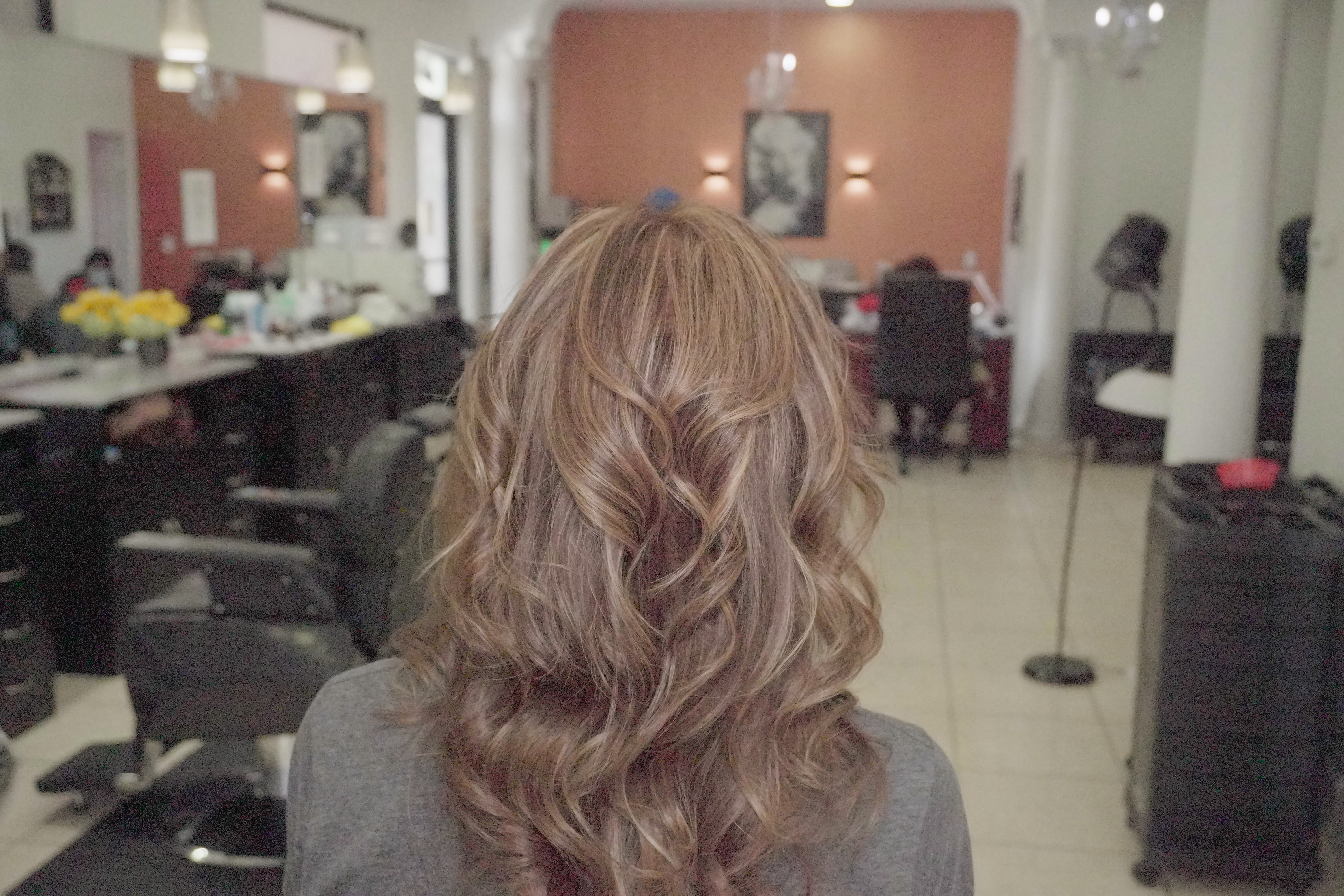 Finished hair styling result at Beauty Gallery Salon