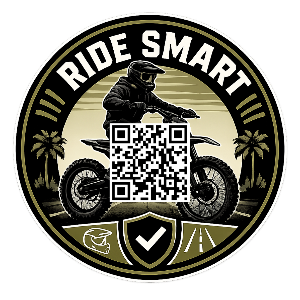 Ride Smart sticker with QR code