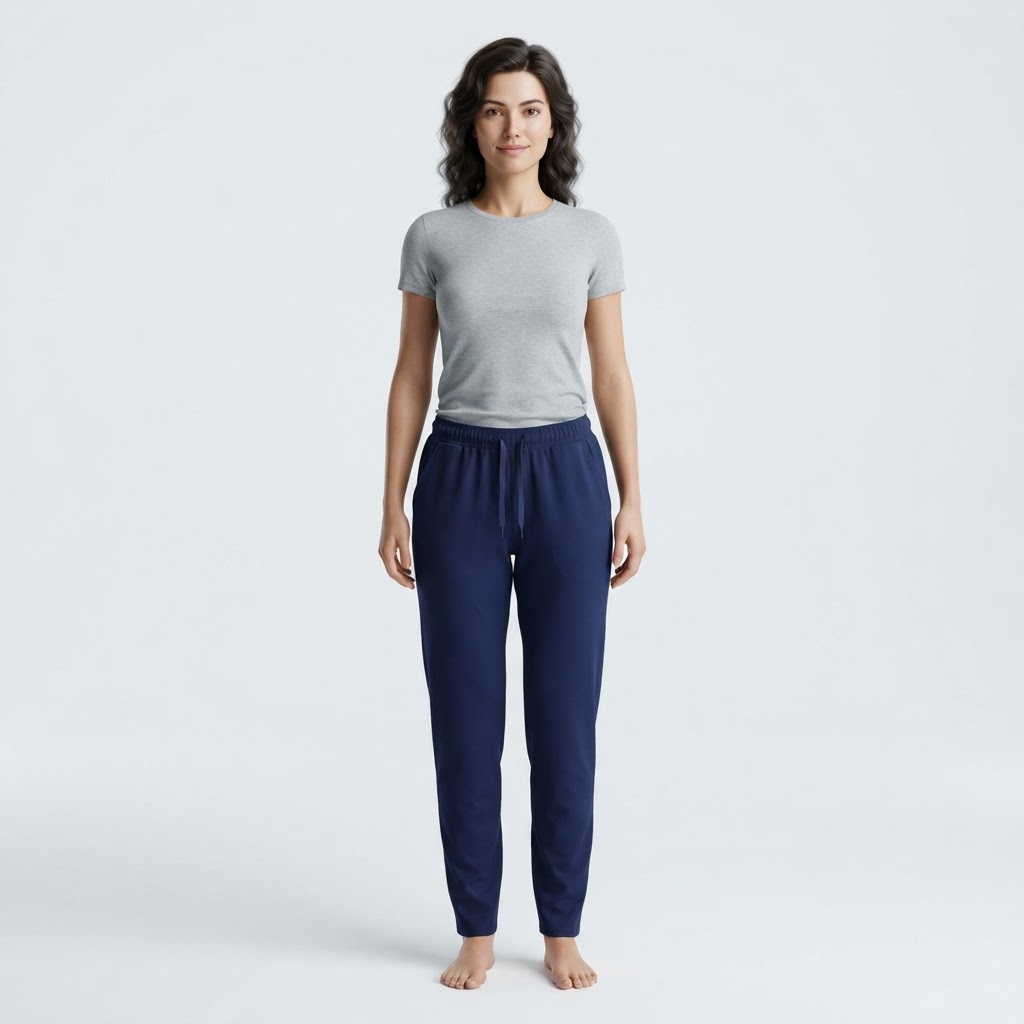 Navy blue wide legs ladies casual styles pants
