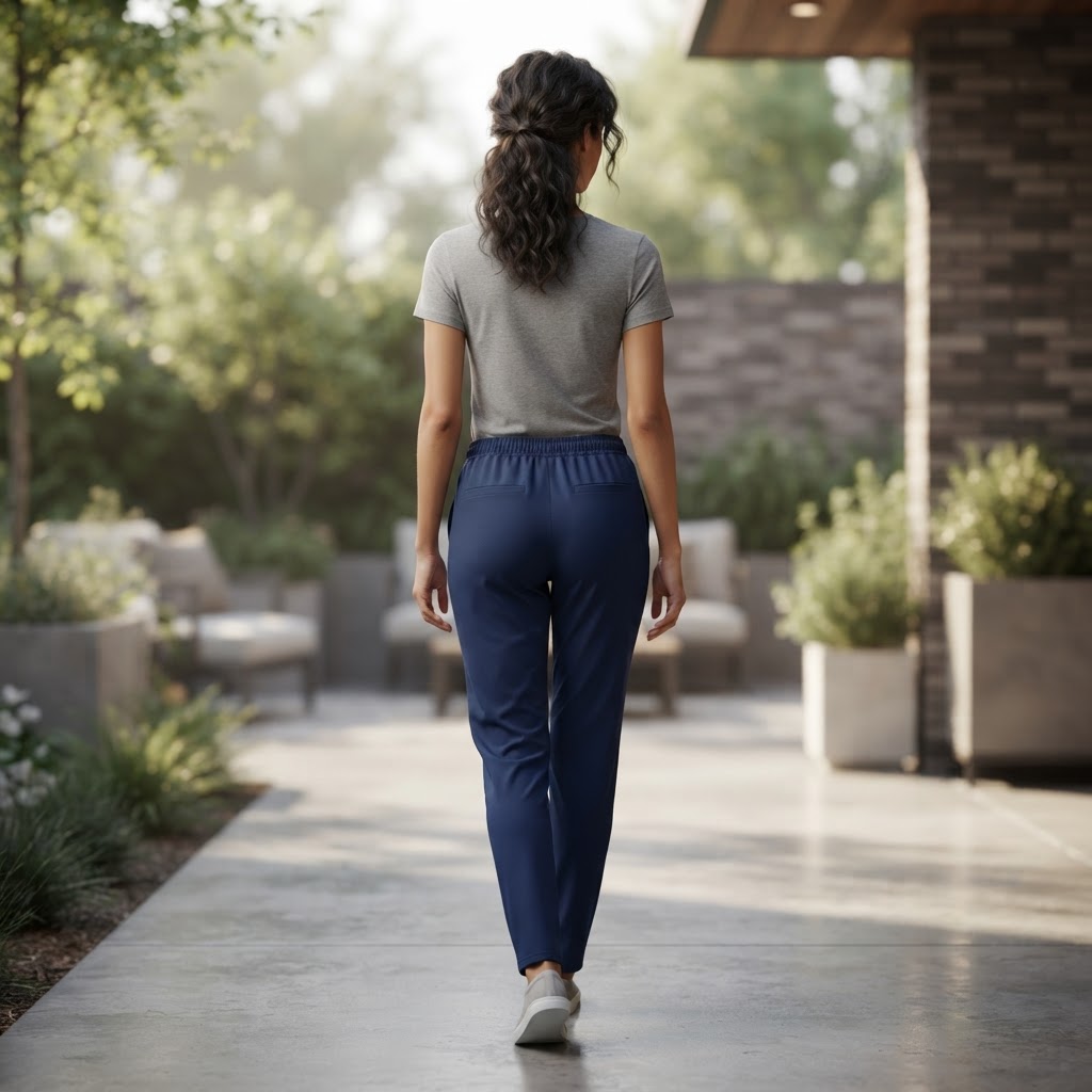 Navy blue wide legs ladies casual styles pants 3