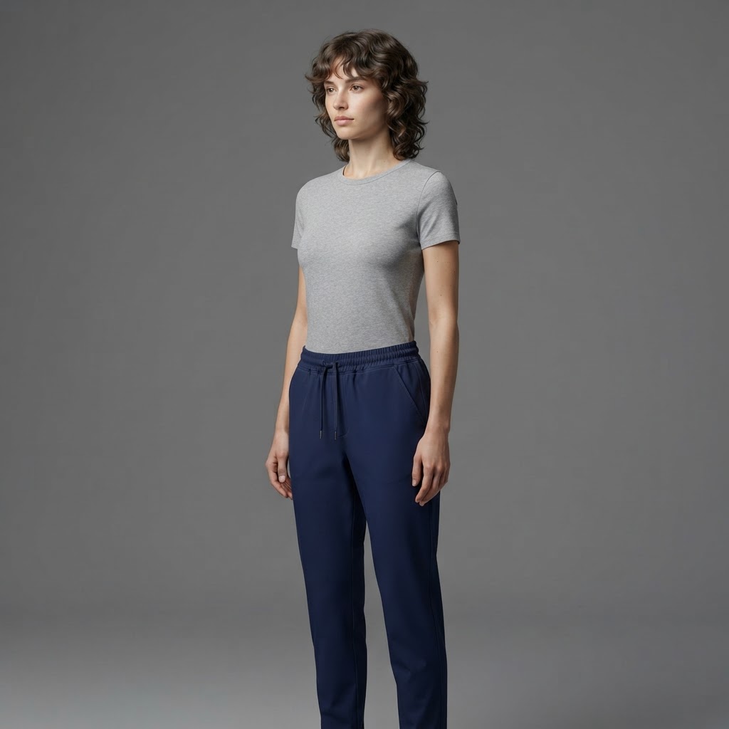 Navy blue wide legs ladies casual styles pants 2