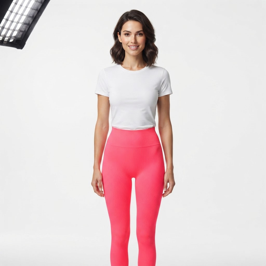 leggings  Color: neon pink, brown & blue  Fit: fitted  Details: high-waisted, full-length, seamless construction