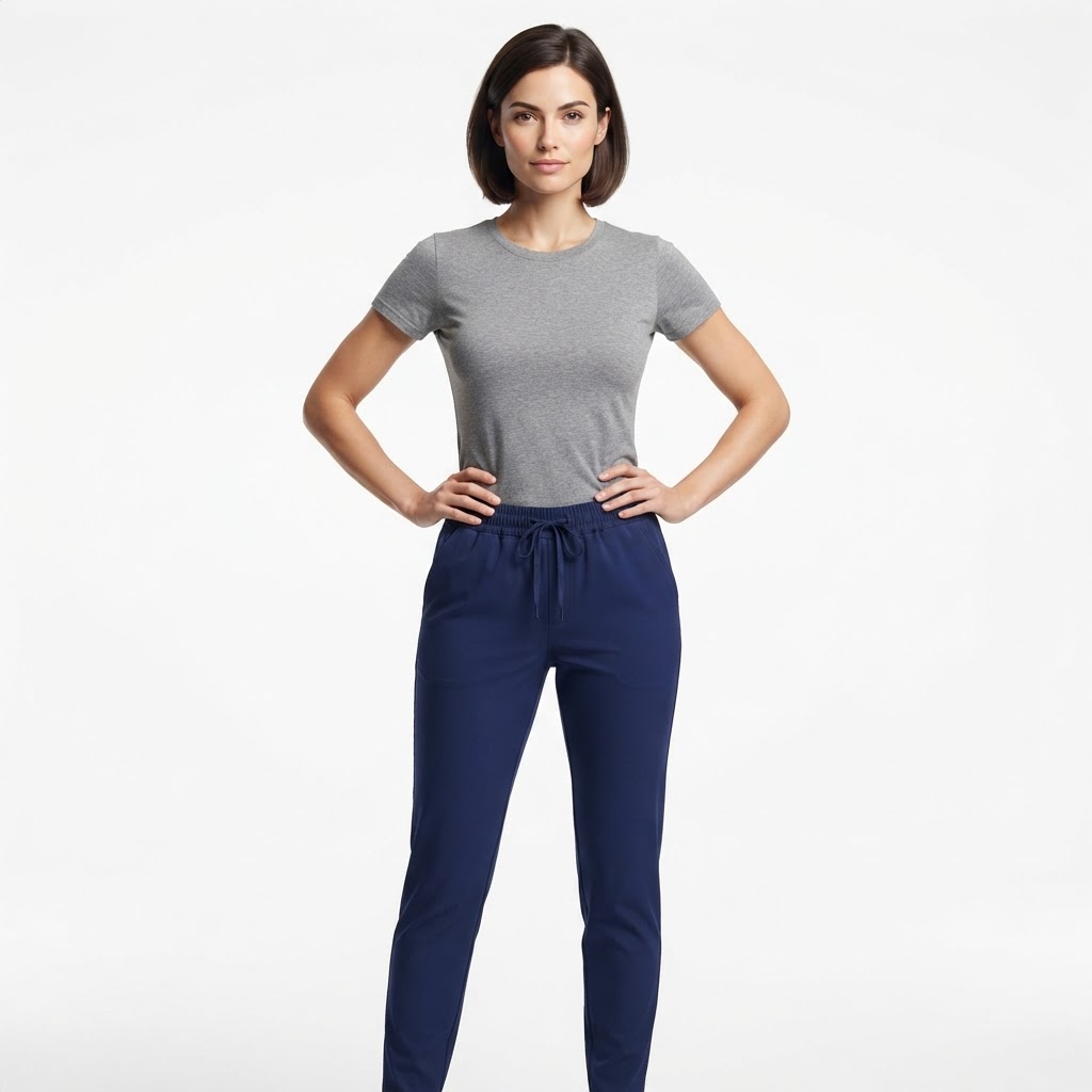 Navy blue wide legs ladies casual styles pants 4