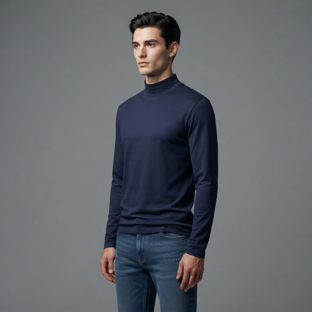 Product: mock neck long sleeve top  Color: navy blue   mock neck, long sleeves, solid color 3