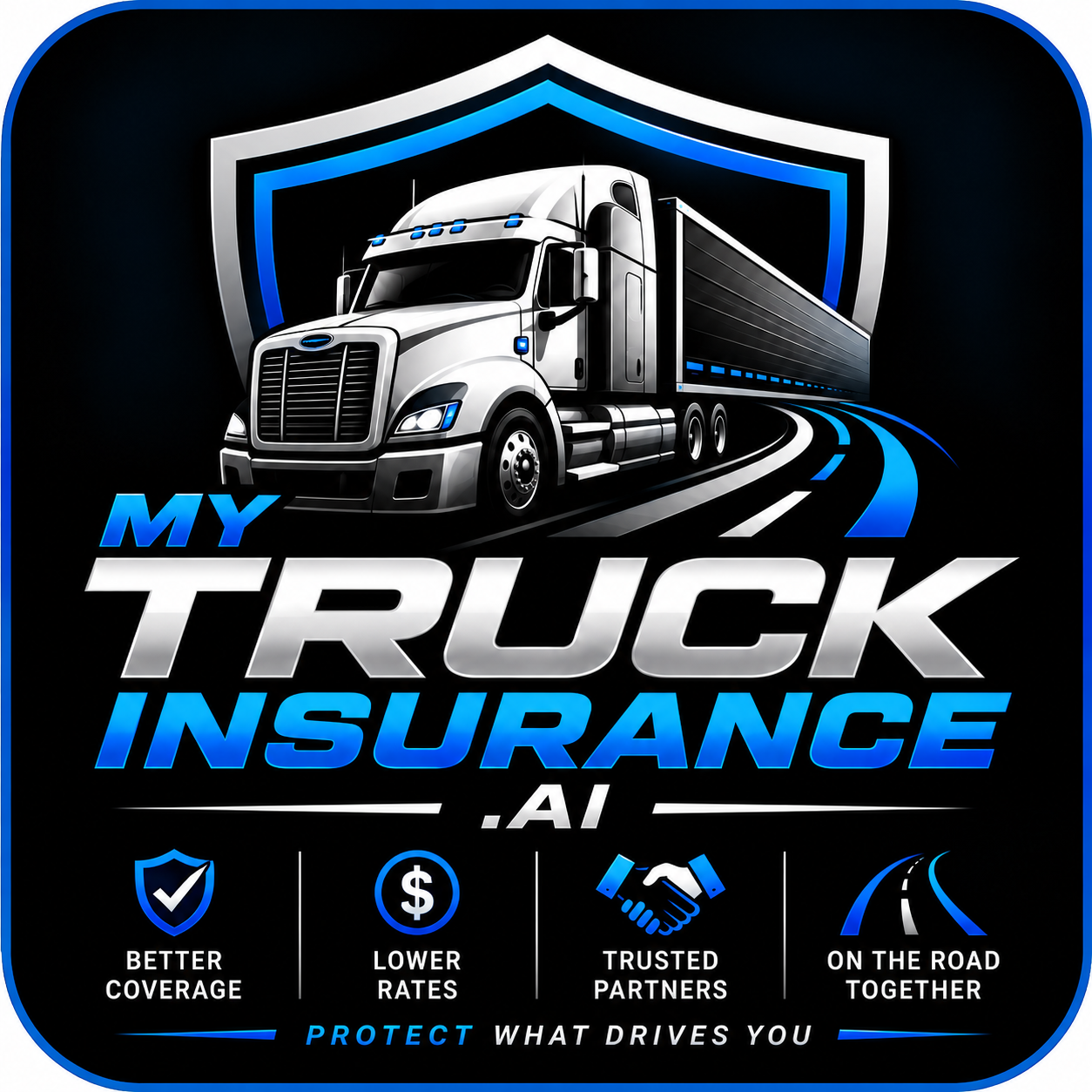 My Truck Insurance AI shield and commercial truck