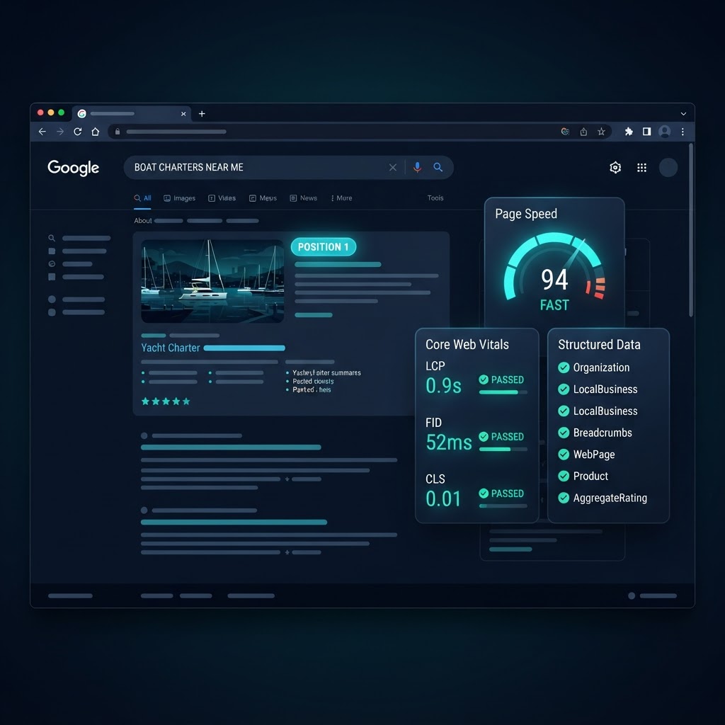 Optimización SEO técnica y de contenido en webs para empresas náuticas