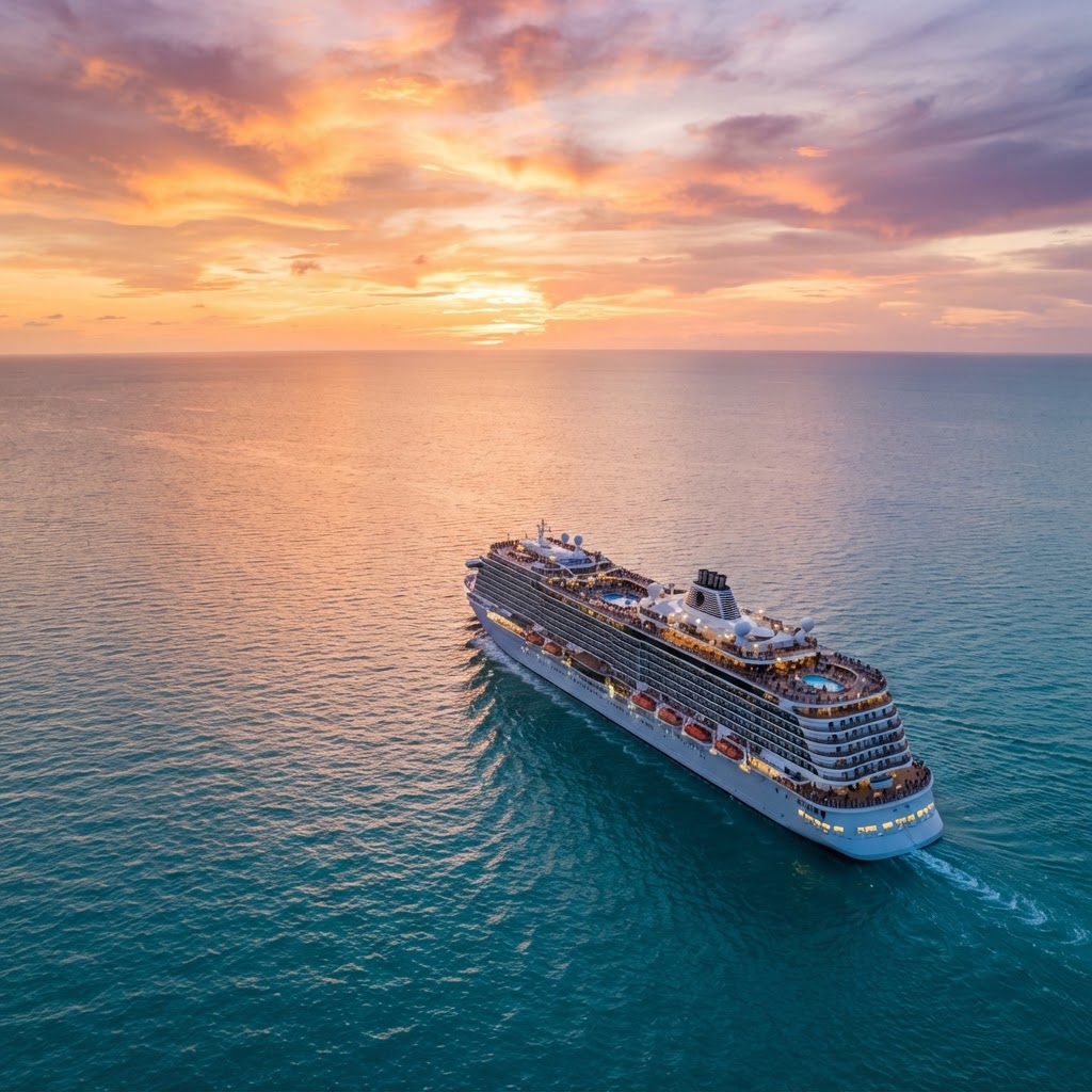 Luxury cruise ship at sea