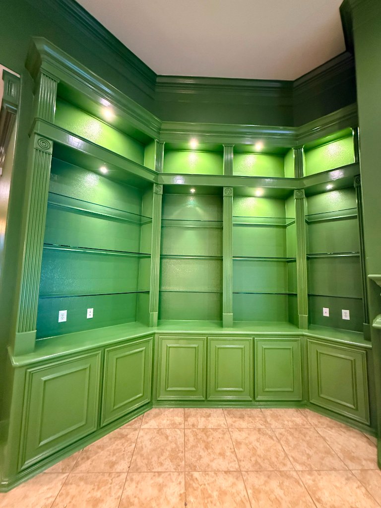 Heritage Green Built-In Bookcases
