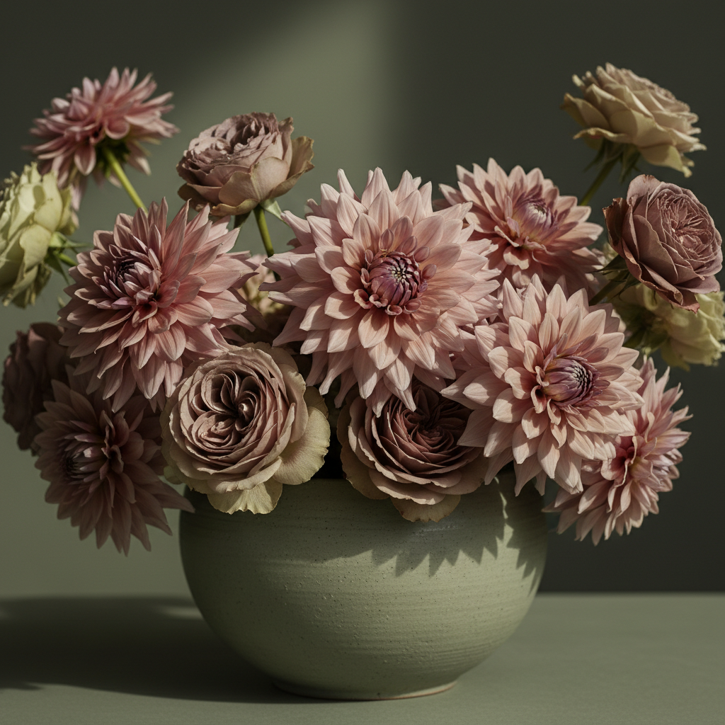 Summer Luminance seasonal collection by FloFlo Flowers — warm sunflower and dahlia arrangement