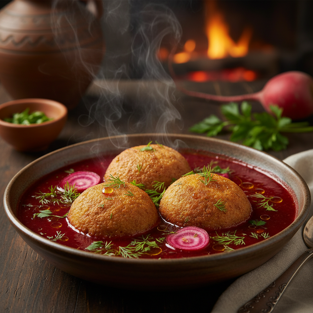 קובה סלק במרק אדום חורפי