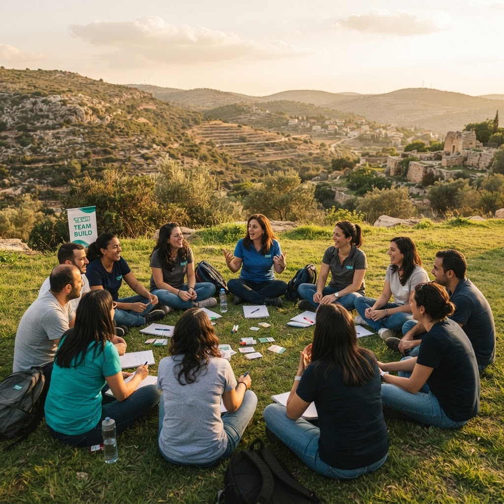 צוות עובדים בפעילות גיבוש משותפת בטבע