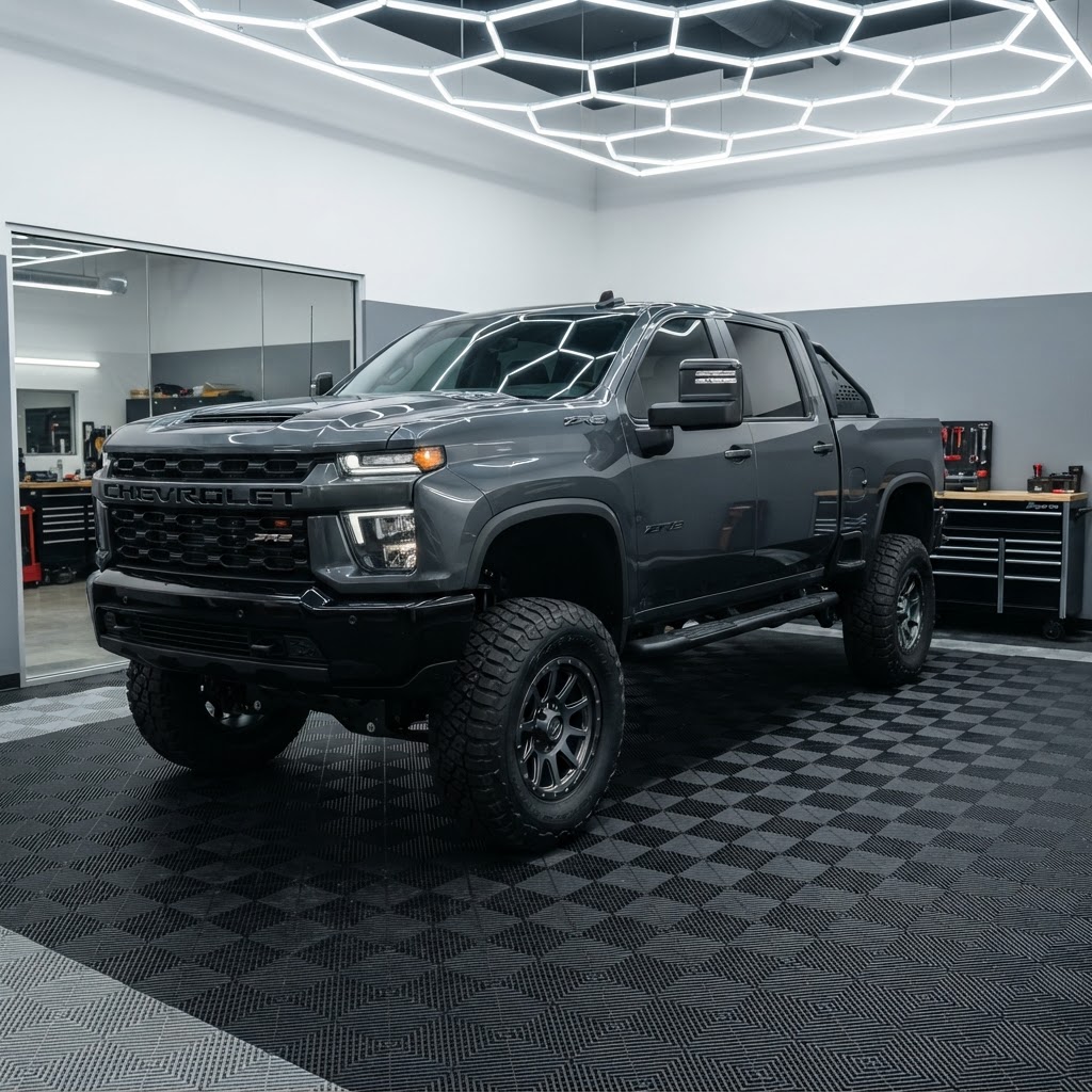 Lifted Chevy Silverado 2500 ZR2 with grey 35-inch tires