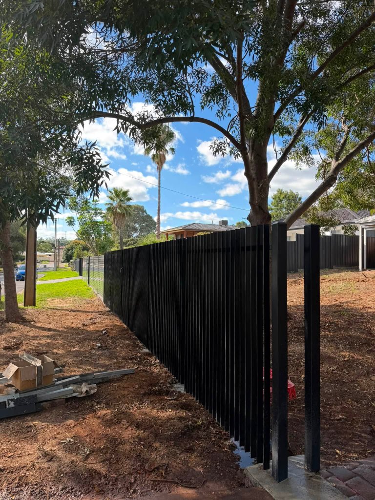 Black Slat Front Fence