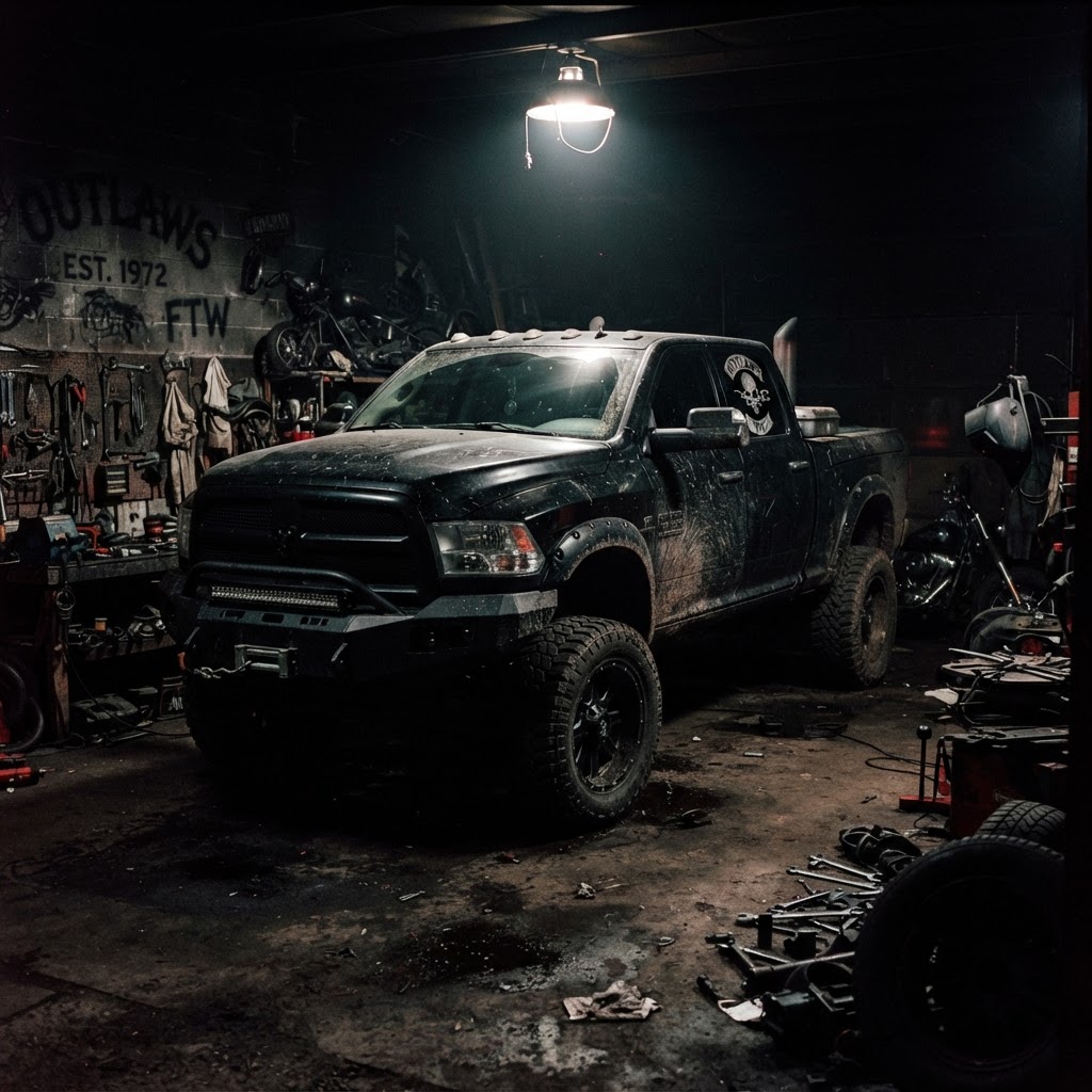 Diesel truck in shop