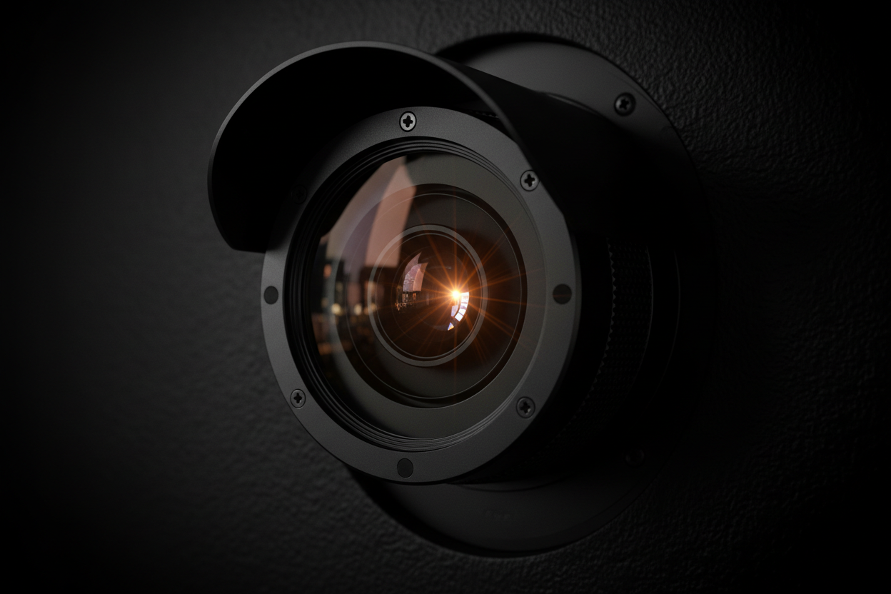 High-end surveillance camera lens macro shot