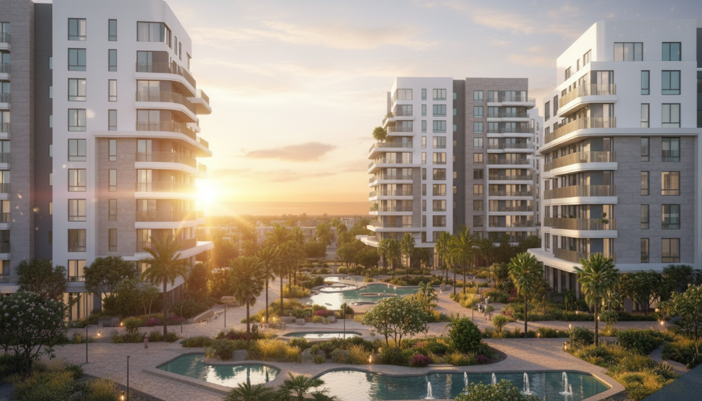 Multi-residential development with solar panels