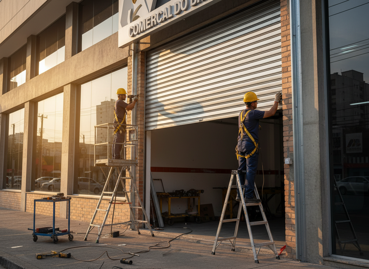 Processo de instalação de porta de enrolar