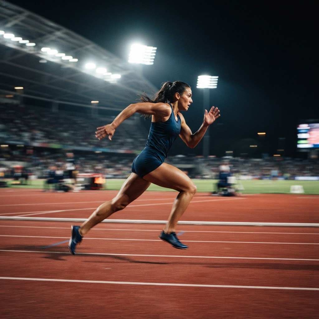 Athlete sprinting on track