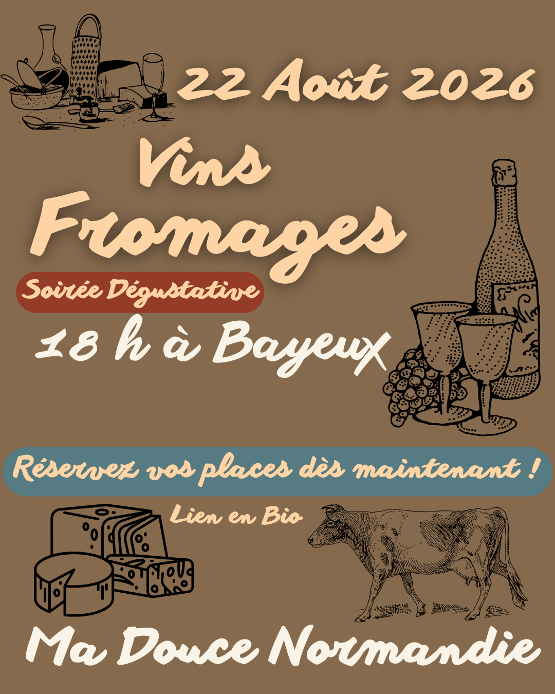 Affiche Soirée Vins & Fromages — 22 Août 2026