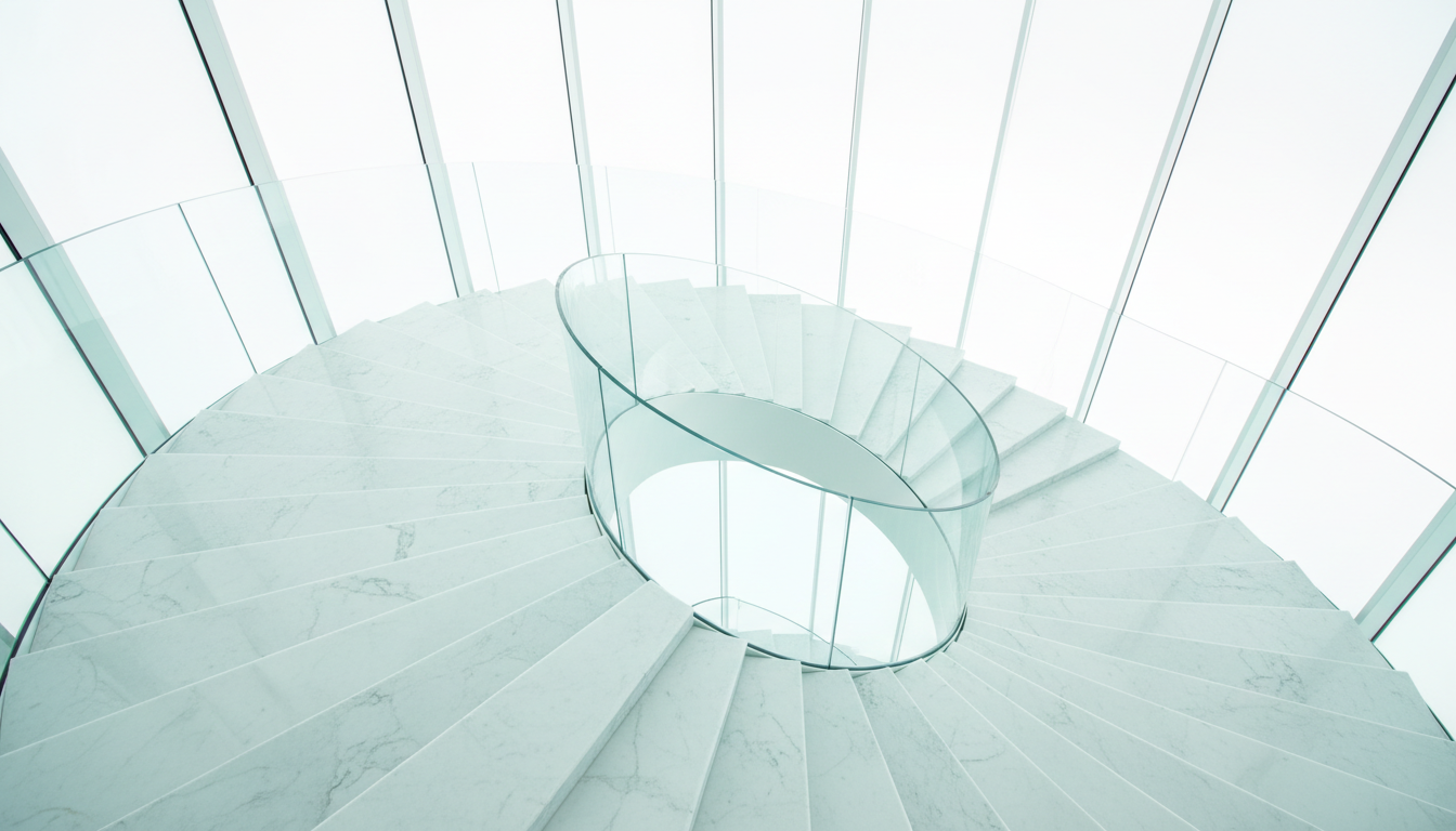 Minimalist architectural space representing network structure